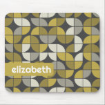 Trendy MCM Half Moon Pattern with gold name block Mouse Pad<br><div class="desc">A bold, graphic design with colourful shades of blacks and gold with a fun colour block to add your name or any text. The mid century pattern is a trendy pattern with a punches of colour. You can add a name, monogram or other custom text. If you need to move...</div>