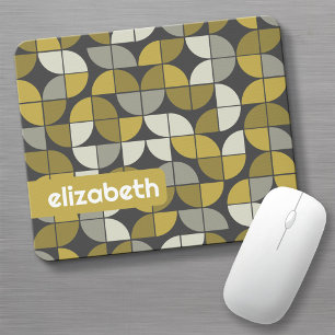 Trendy MCM Half Moon Pattern with gold name block Mouse Pad