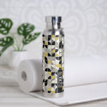Trendy MCM Half Moon Pattern with large name block Water Bottle<br><div class="desc">A bold, graphic design with colourful shades of blacks and gold with a fun colour block to add your name or any text. The mid century pattern is a trendy pattern with a punches of colour. You can add a name, monogram or other custom text. If you need to move...</div>