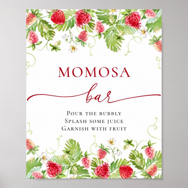 Trendy Meadow Strawberry Baby Shower MOMOSA Bar Poster (Front)