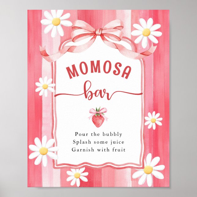 Trendy Meadow Strawberry Baby Shower MOMOSA Bar Poster (Front)