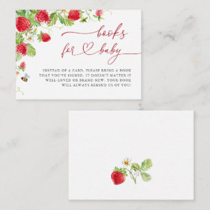 Trendy Meadow Strawberry Books for Baby Shower Enclosure Card