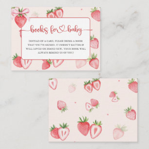 Trendy Meadow Strawberry Books for Baby Shower Enclosure Card