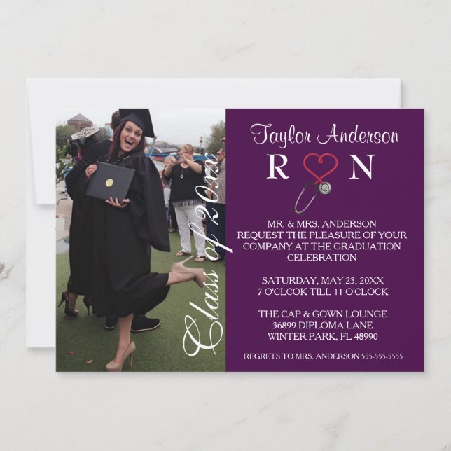 Trendy Medical RN School Graduation Announcement (Front)
