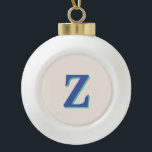Trendy Medium Blue 3D Initial Letter | Linen Colou Ceramic Ball Christmas Ornament<br><div class="desc">Trendy Medium Blue 3D (Light Teal Shades) Initial Letter | Linen Colour. You can choose to add your initial or the initial of a loved one. Whether it's a heartfelt gift for someone dear to you or a personal treat, the choice is yours. You can also remove the personalization and...</div>