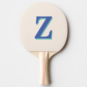 Trendy Medium Blue 3D Initial Letter Linen Colou Ping Pong Paddle