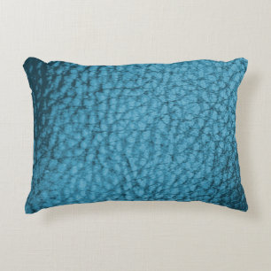  Trendy Medium Blue Faux Leather Design  Accent Pillow