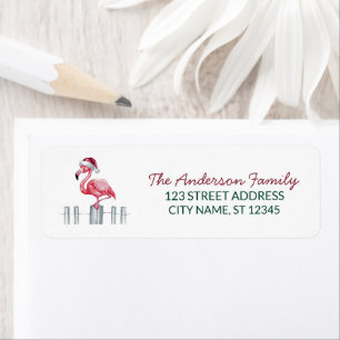 Trendy Merry Christmas Flamingo Return Address    
