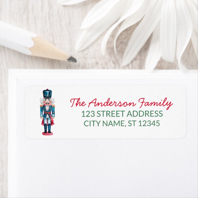 Trendy Merry Christmas Nutcracker Return Address   (Insitu)