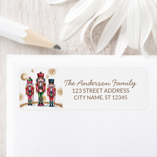 Trendy Merry Christmas Nutcracker Return Address   (Insitu)
