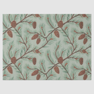 Trendy Merry Christmas Pine Cones and Branches     Tissue Paper