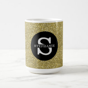 Trendy Metallic Glitter Gold Light Monogrammed Coffee Mug