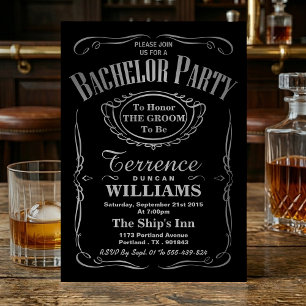 Trendy Metallic Silver Typography Bachelor Party Invitation