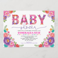 Trendy Mexican Floral Fiesta Girl Baby Shower