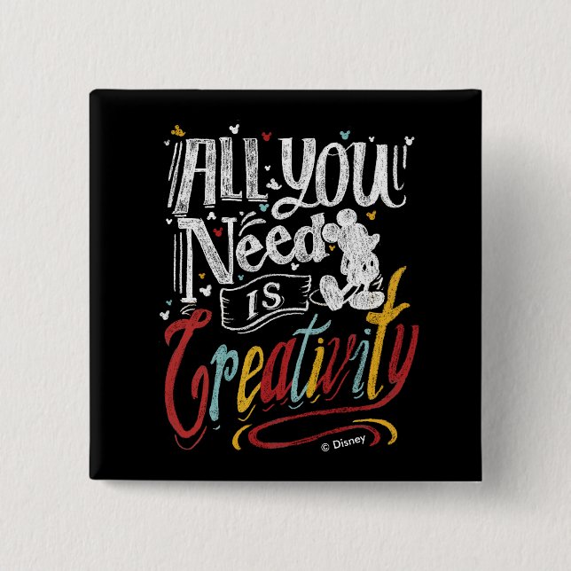 Trendy Mickey | All You Need Is Creativity 2 Inch Square Button (Front)