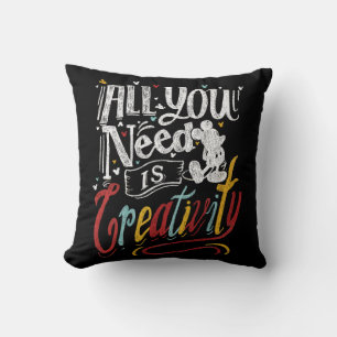 Trendy Mickey   All You Need Is Creativity Throw Pillow