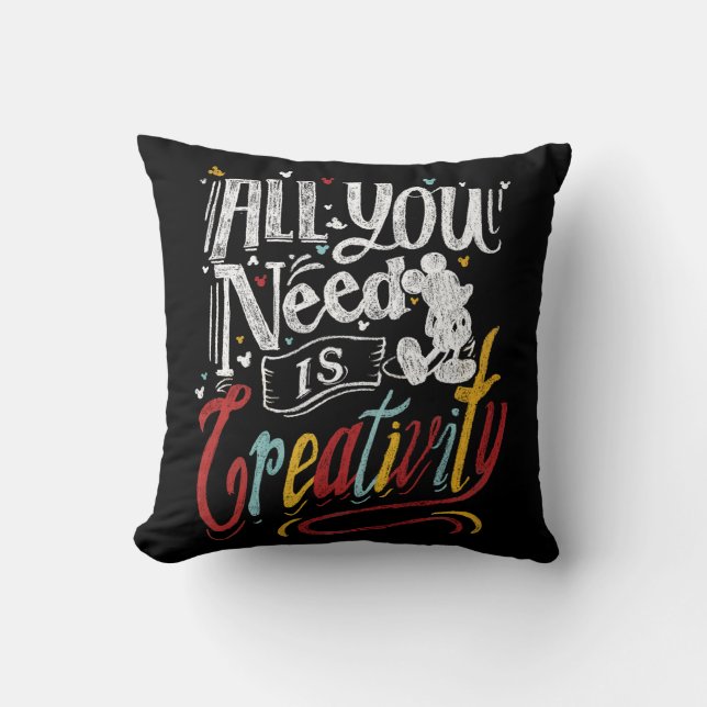 Trendy Mickey | All You Need Is Creativity Throw Pillow (Front)
