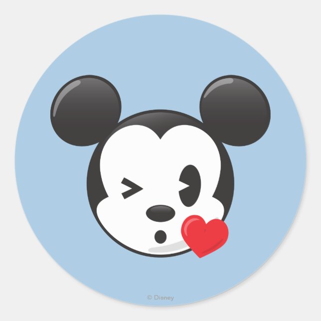 Trendy Mickey | Flirty Emoji Classic Round Sticker (Front)