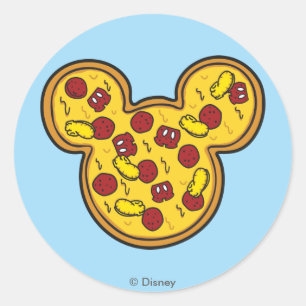 Trendy Mickey   Head-Shaped Pizza Classic Round Sticker