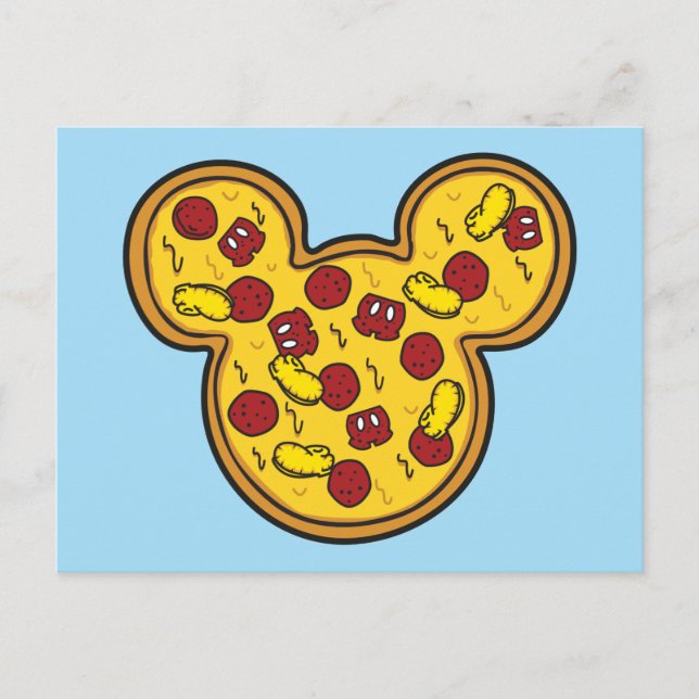 Trendy Mickey | Head-Shaped Pizza Postcard (Front)