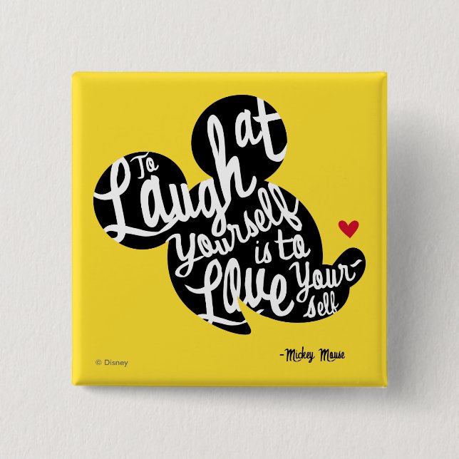 Trendy Mickey | Laugh At Yourself 2 Inch Square Button (Front)