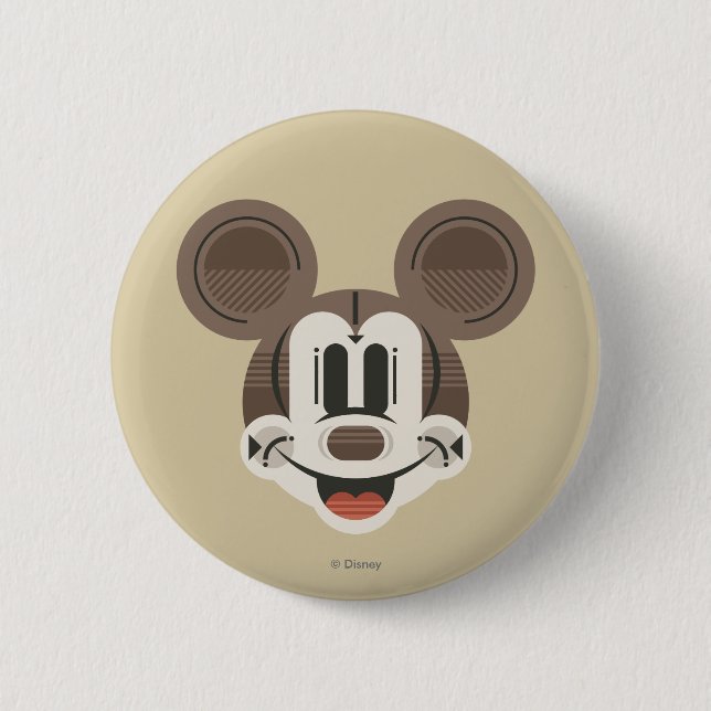 Trendy Mickey | Stylized Stripes Retro Head 2 Inch Round Button (Front)