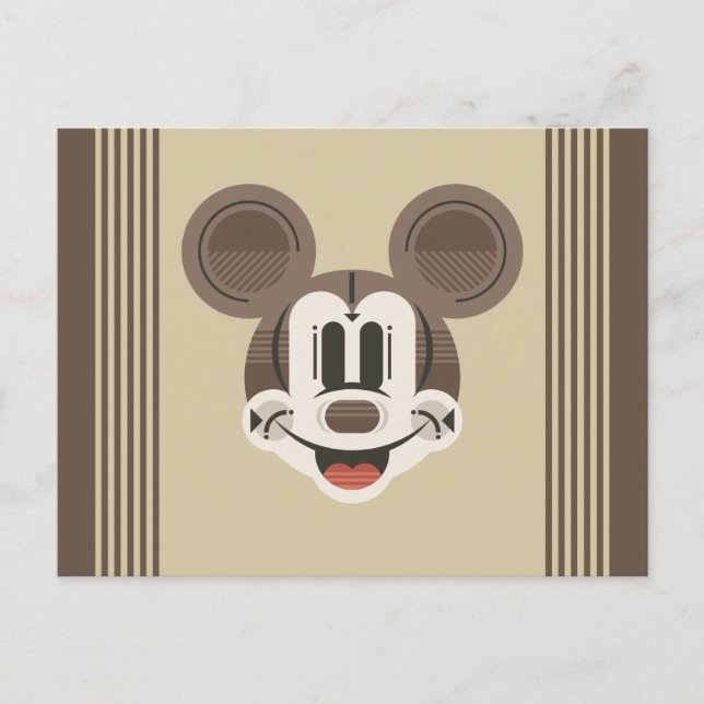 Trendy Mickey | Stylized Stripes Retro Head Postcard (Front)