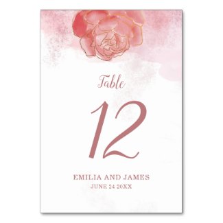 Trendy Millennial Pink Floral Table Number