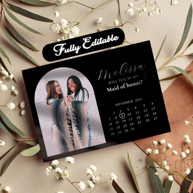 Trendy Minimal Arch Bridesmaid Proposal Card (Creator Uploaded)