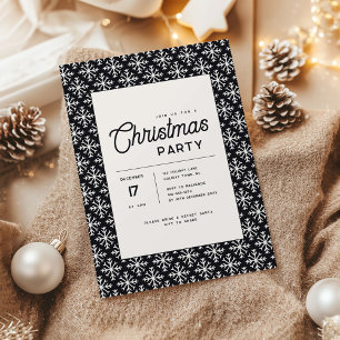 Trendy Minimal Black and White Snowflake Christmas Invitation