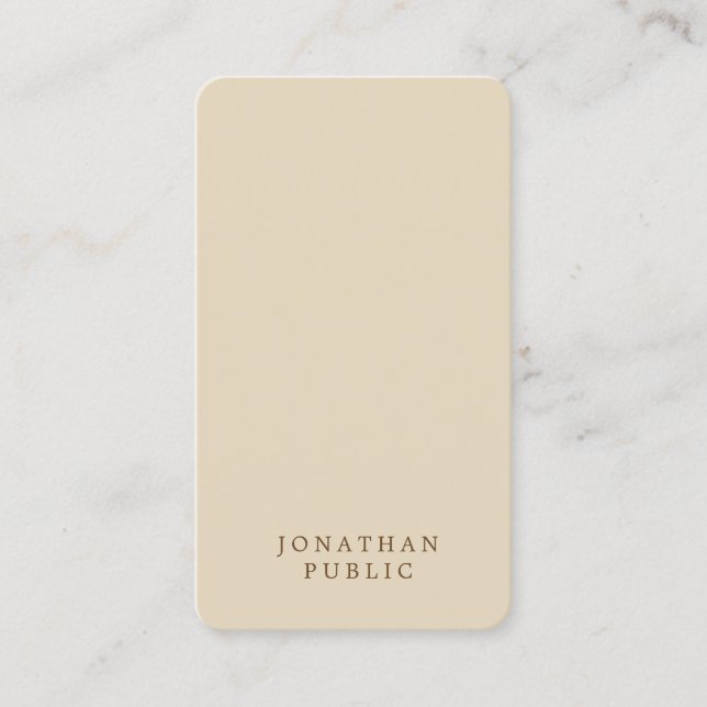 Trendy Minimal Design Modern Elegant Beige Plain Business Card (Front)