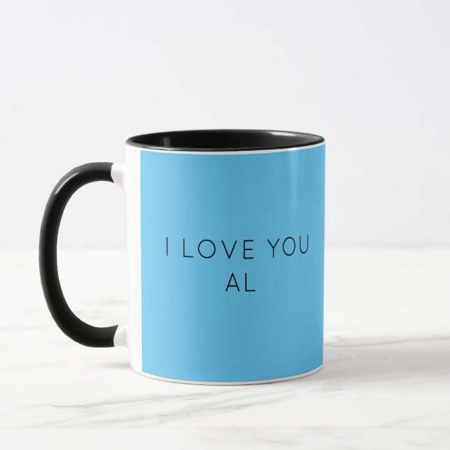 Trendy MINIMAL I LOVE YOU MUG WITH NAME  (Left)