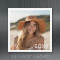 Trendy Minimal Photo Design with Year Magnet