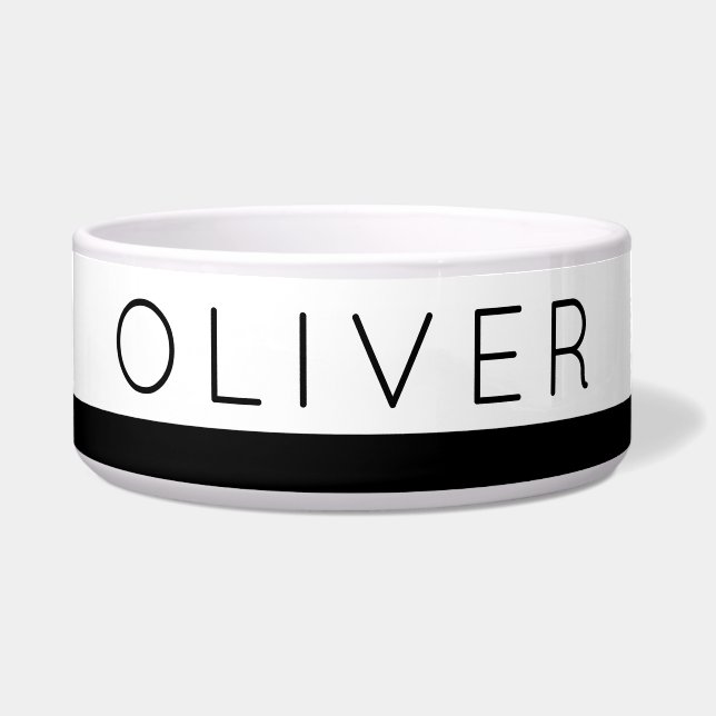 Trendy Minimalist Black Stripe Custom Dog Name (Front)