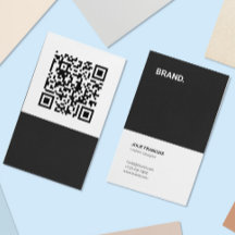 Trendy Minimalist Black White QR Code Vertical