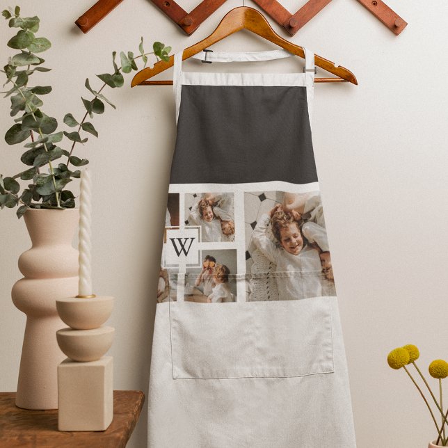 Trendy Minimalist Collage Fathers Photo Daddy Gift Apron (Creator Uploaded)