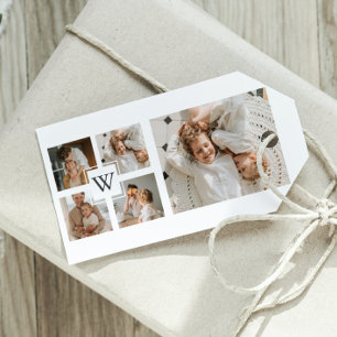Trendy Minimalist Collage Fathers Photo Daddy Gift Tags