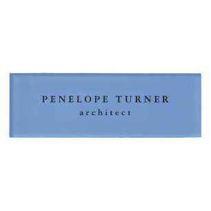 Trendy Minimalist Cornflower Blue Professional Name Tag