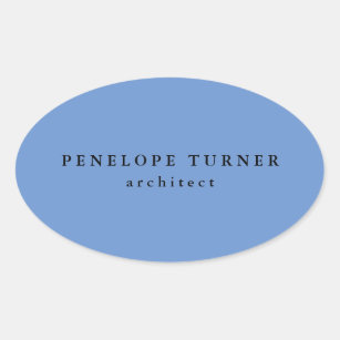 Trendy Minimalist Cornflower Blue Professional Oval Sticker