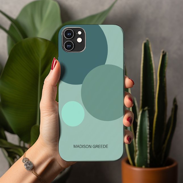 Trendy Minimalist Design, Stylish Green Monogram Case-Mate iPhone Case (Creator Uploaded)