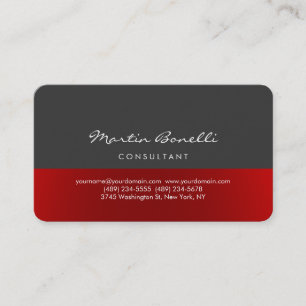 Trendy Minimalist Grey Red Colour Business Card