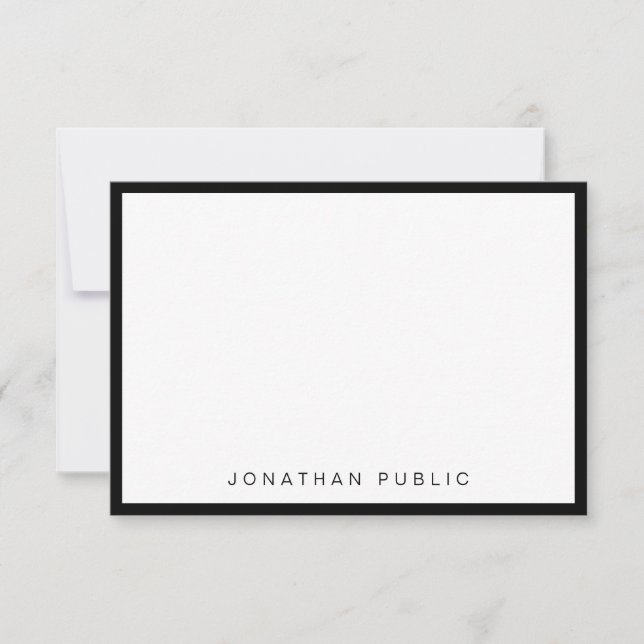 Trendy Minimalist Modern Elegant Black White Card (Front)
