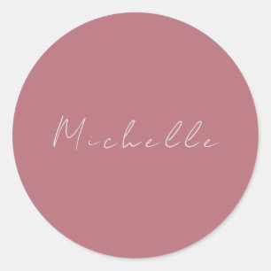 Trendy Minimalist Modern Handwritten Rose Gold Classic Round Sticker