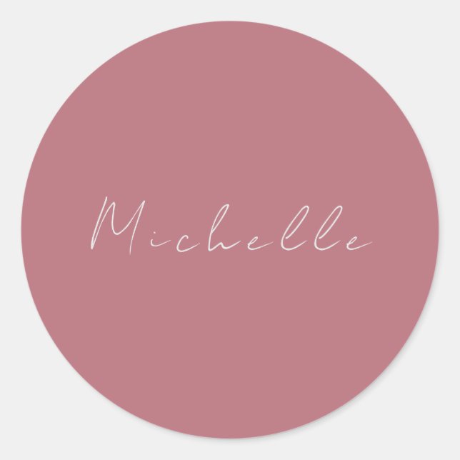 Trendy Minimalist Modern Handwritten Rose Gold Classic Round Sticker (Front)
