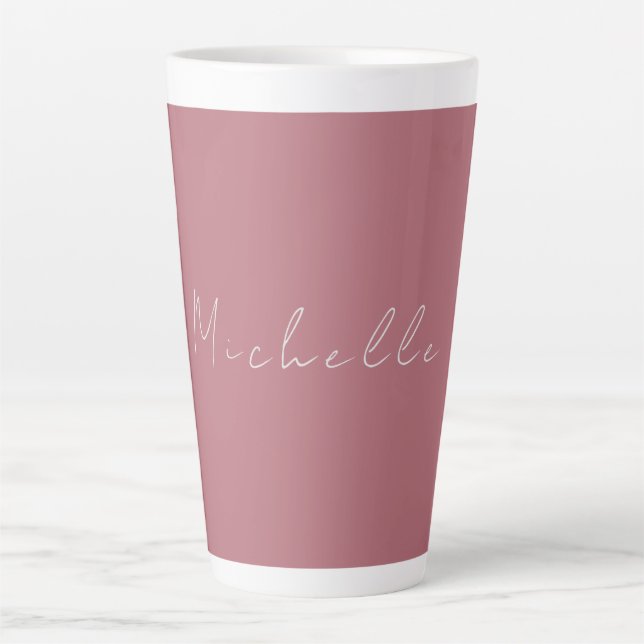 Trendy Minimalist Modern Handwritten Rose Gold Latte Mug (Front)