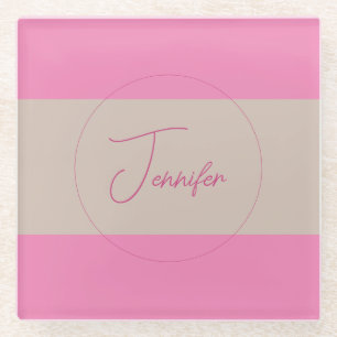 Trendy Minimalist Modern Plain Simple Pastel Colou Glass Coaster