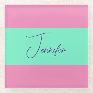 Trendy Minimalist Modern Plain Simple Pastel Colou Glass Coaster