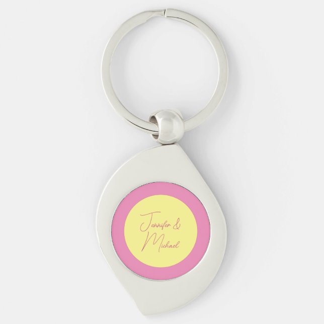 Trendy Minimalist Modern Plain Simple Pastel Colou Keychain (Front)