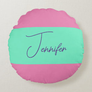 Trendy Minimalist Modern Plain Simple Pastel Colou Round Pillow
