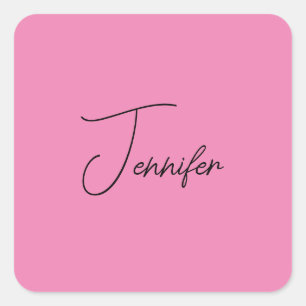 Trendy Minimalist Modern Plain Simple Pink Colour Square Sticker